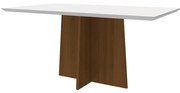 Mesa de Jantar Retangular Tampo com Vidro Sabrina 160 cm Off White Base Imbuia - D'Rossi