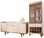 Conjunto Sala de Jantar Cristaleira Ópera e Buffet Melodia Off White/N