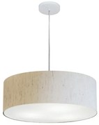 Lustre Pendente Cilíndrico Md-4254 Cúpula em Tecido 45x15cm Linho Bege - Bivolt