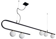 Pendente Dama 150X30Cm 3Xg9 / Cabo Aço Chumbador + Cabo Rayon / Globo... (BT - Branco Texturizado, FOSCO)