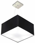 Lustre Pendente Quadrado Md-4195 Cúpula em Tecido 25/40x40cm Preto - Bivolt