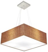 Lustre Pendente Quadrado Md-4032 Cúpula em Tecido 15/50x50cm Palha - Bivolt