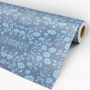 Papel de parede adesivo floral azul