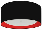 Plafon Cilíndrico Md-3161 Cúpula em Duplo Tecido 50x25cm Preto / Vermelho - Bivolt