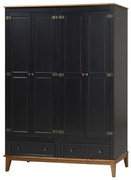 Armario Malibu 4 Portas e 2 Gavetas cor Preto com Amendoa 204 cm - 62384 Sun House