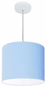 Lustre Pendente Cilíndrico Md-4143 Cúpula em Tecido 35x25cm Azul Bebê - Bivolt