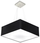 Lustre Pendente Quadrado Md-4032 Cúpula em Tecido 15/50x50cm Preto - Bivolt