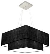 Lustre Pendente Quadrado Preto MJ-4083 Para Mesa de Jantar e Estar