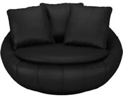 Poltrona Giratória Decorativa Redonda com Almofadas Saphire Z32 PU Pre