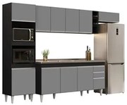 Armário de Cozinha Modulada 5 Peças CP18 Balcão com Pia Inox Preto/Cin