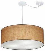 Lustre Pendente Cilíndrico Com Desvio de Centro Vivare Md-4266 Cúpula em Tecido 60x21cm - Bivolt