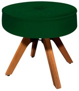 Puff Decorativo Julia Redondo Suede Verde Base Madeira MM35 - D'Rossi