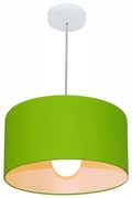 Lustre Pendente Cilíndrico Md-4031 Cúpula em Tecido 40x21cm Verde Limão - Bivolt