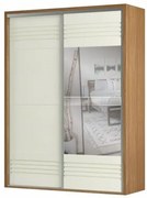 Roupeiro Menfis 2 Portas com Espelho cor Freijo Off White 180cm - 66672 Sun House