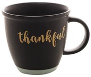 Caneca Cerâmica Thankful Preto Matt/Azul 380ml 28535 Wolff