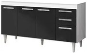 Balcão Gabinete Para Pia 150cm sem Tampo Lisboa Branco/Preto - Lumil