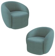 Kit 2 Poltronas Decorativas Sala de Estar Íbis Encosto Fixo Bouclê Azul G33 - Gran Belo