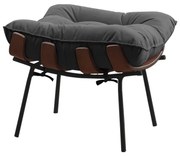 Puff Decorativo Sala de Estar Abel Base de Madeira Preto Suede Cinza G41 - Gran Belo