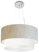 Pendente Cilíndrico Rustico Bege e Branco MJ-4061 Para Mesa de Jantar e Estar