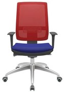 Cadeira Office Brizza Tela Vermelha Assento Aero Azul Autocompensador Base Aluminio 120cm - 63758 Sun House