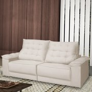 Sofá Retrátil e Reclinável Living Maittê 2,50m Veludo Bege