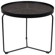 Mesa Lateral Kevin Baixa Couro Castanho com Base Preto Laca 61 cm (LARG) - 43491 Sun House