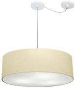 Lustre Pendente Cilíndrico Com Desvio De Centro Md-4259 Cúpula em Tecido 50x15cm Algodão Crú - Bivolt