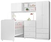 Quarto de Bebê Cômoda e Conjugado Belle com Berço Amour P14 Branco - M