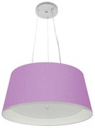 Lustre Pendente Cone Md-4144 Cúpula em Tecido 25x50x40cm Lilás / Branco - Bivolt