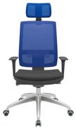 Cadeira Office Brizza Tela Azul Com Encosto Assento Poliéster Preto Autocompensador 126cm - 63150 Sun House