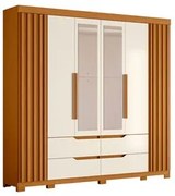 Guarda Roupa Casal 6 Portas Com Espelho 240cm Doble Cinamomo/Off White