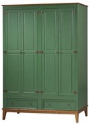 Armario Malibu 4 Portas e 2 Gavetas cor Verde com Amendoa 204 cm - 63658 Sun House