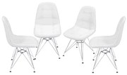 Kit com 4 Cadeiras Eames Botone Branca Base Cromada - 64649 Sun House