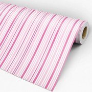 Papel de parede adesivo listrado rosa e branco