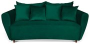 Sofá 3 Lugares Living Curvo Suede Verde Pés Chanfrado Castanho D'Rossi