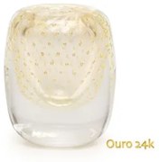 Vasinho Quadrado 3 Tela Transparente com Ouro Murano Cristais Cadoro