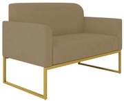 Poltrona Namoradeira Decorativa Isabella Base Industrial Suede Nude/Dourado G19 - Gran Belo