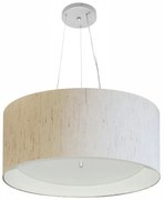 Lustre Pendente Cilíndrico Md-4145 Cúpula em Tecido 50x25cm Linho Bege / Branco - Bivolt