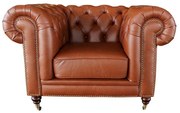 Poltrona Decorativa Sala de Estar Chesterfield Duo Couro Conhaque Brilho G40 - Gran Belo