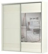 Guarda Roupa Casal com Espelho 223cm 2 Portas 100% MDF TW602E Off Whit