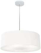 Lustre Pendente Cilíndrico Md-4254 Cúpula em Tecido 45x15cm Branco - Bivolt