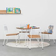 Conjunto Mesa Infantil Brinque - 48cmx60cm + 4 Cadeiras Infantil Brinque Spaguet - Branco e Amêndoa