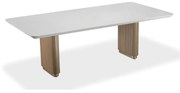 Mesa de Jantar Vivanne Retangular Tampo com Vidro Pintado Base com Laminado Melamínico Detalhe em Aço Carbono