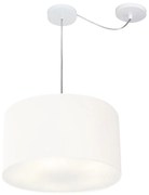 Lustre Pendente Cilíndrico Com Desvio De Centro Md-4166 Cúpula em Tecido 40x25cm Branco - Bivolt