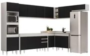 Armário de Cozinha Modulada de Canto 8 Peças CP07 Balcão Branco/Preto