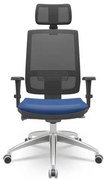 Cadeira Office Brizza Tela Preta Com Encosto Assento Vinil Azul Autocompensador 126cm - 62745 Sun House