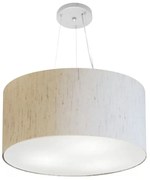 Lustre Pendente Cilíndrico Md-4189 Cúpula em Tecido 50x30cm Linho Bege - Bivolt