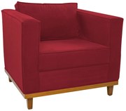 Poltrona Decorativa Europa Suede Vermelho ADJ Decor