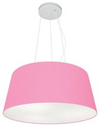 Lustre Pendente Cone Md-4048 Cúpula em Tecido 21/50x40cm Rosa Bebê - Bivolt