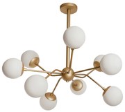 Pendente Pipoca Ø74X65Cm 9Xg9 / Metal E Globo Ø12Cm | Usina 16740/9 (CB-M - Cobre Metálico, AMBAR)